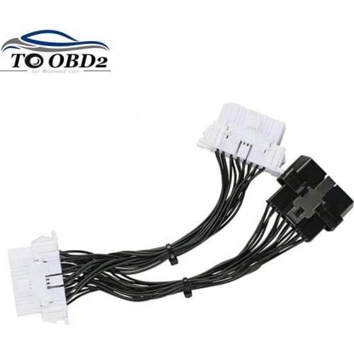 OBD2 16 Pin Male To Dual Female Extension Cable OBDII Adapter cable OBD Y splitter Wire Hardness Socket 1 to 2 free shipping