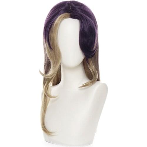 LoL Coven Ahri Cosplay Wig LoL Cosplay Ahri Wig Long Wavy Purple Mixed Brown Synthetic Hair Heat Resistant Pelucas Anime Wig