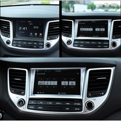 FIT FOR HYUNDAI TUCSON TL 2015 2016 DASH NAVI SCREEN PANEL INTERIOR CHROME COVER TRIM FRAME GARNISH STYLING CENTER BEZEL MOLDING