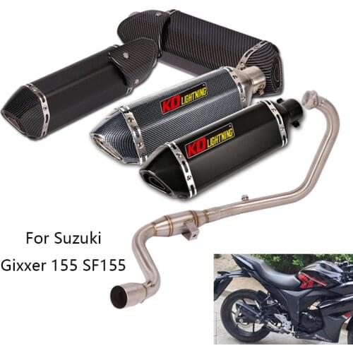 Full Exhaust System for Suzuki Gixxer 155 SF155 Motorcycle Exhaust Pipe Header Middle Link Pipe Slip On 51mm Muffler Escape Pipe