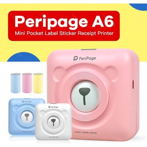 A6 203DPI 1 Mini Photo Peripage Printer Thermal Notes Label Sticker Printer Bluetooth 58mm Wireless Mobile Printer Machine Paper