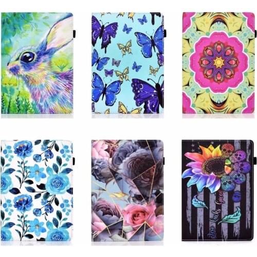 Colourful Butterfly and Flowers Pattern Leather Multi-Angle Folio Stand Cover Case for Samsung Galaxy Tab A 10.1"inch T510/T515