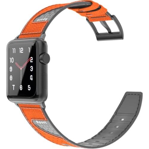 Silicone+Leather carbon fiber strap For Apple watch band 44mm 40mm 42mm 38mm Leather watchband bracelet Apple watch series
