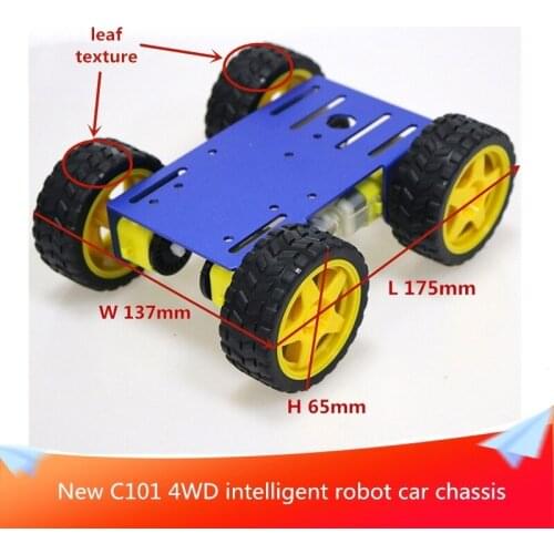 Leaf Texture C101 4WD Smart Robot Car Chassis Metal Panel with 4pcs TT Motor Wheel DIY Accessories for Eduational Teaching Kit