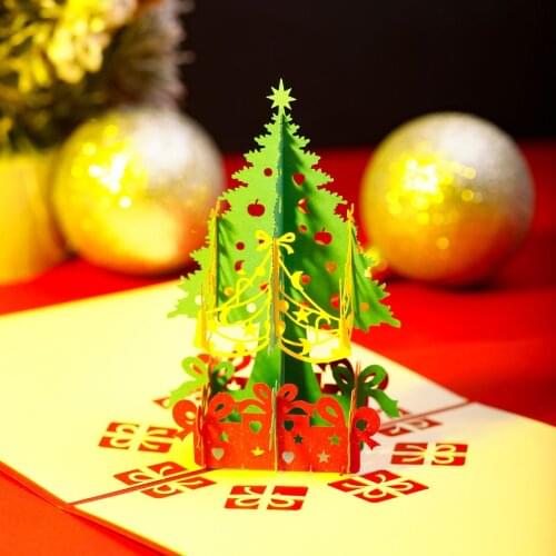 Christmas pop-up card 3D Christmas tree pop-up card creative Christmas Greeting card New Year Card Anniversary Gift Postcard