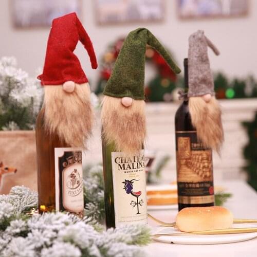 Wine Bottle Christmas Cover Santa Snowman Party Ornament Decor Table Xmas UK