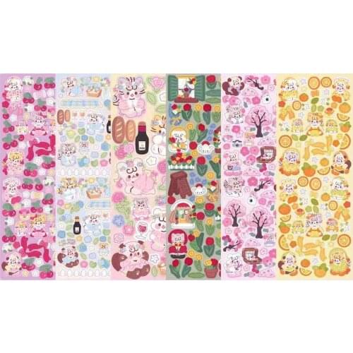 Pink Animal Plant Kawaii Stickers DIY Scrapbook Mobile Stationery Children Gift Stationery Decorative Stickers