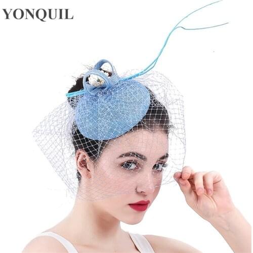 Mesh Yarn Hair Fascinator Wedding Bride Hat Hair Pin Elegant Women Formal Headpiece Feather Ladies Chapeau Cap Net Headwear