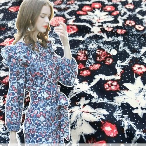 Mulberry digital printing fabric 4-way stretch crepe fabric meter brand clothing handmade DIY fabric wholesale cloth