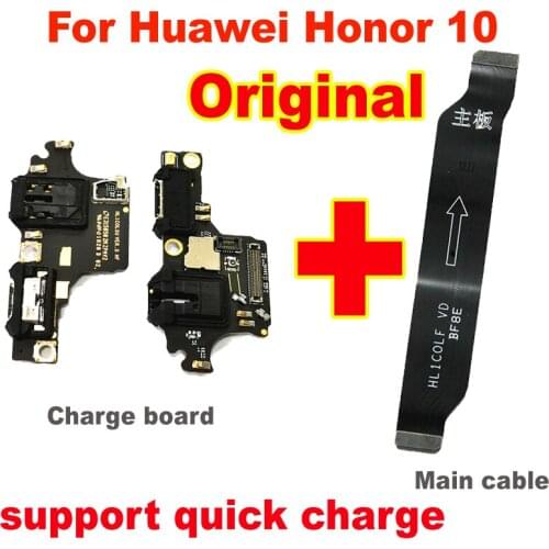 Original For Huawei Honor 10 Full IC Charging Flex Cable Charger Plug Dock Port Board with Microphone USB + mainboard cable