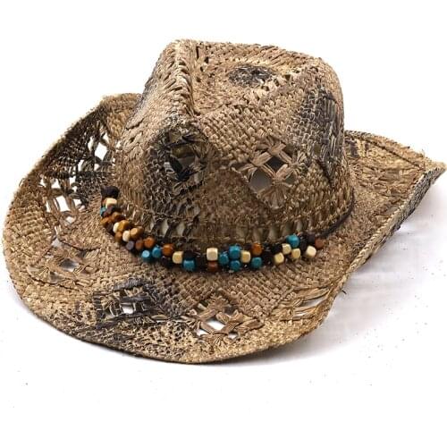 100% Natural Straw Cowboy Hat Women Men Handmade Weave Cowboy Hats For Lady Tassel Summer Western Sombrero Hombre Lifeguard Hats