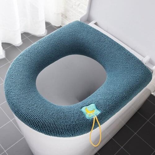 Knitted Toilet Seat Washable Household Strong Elasticity Stretchable Toilet Bathroom Cushion Thickened Type Bathroom Tools