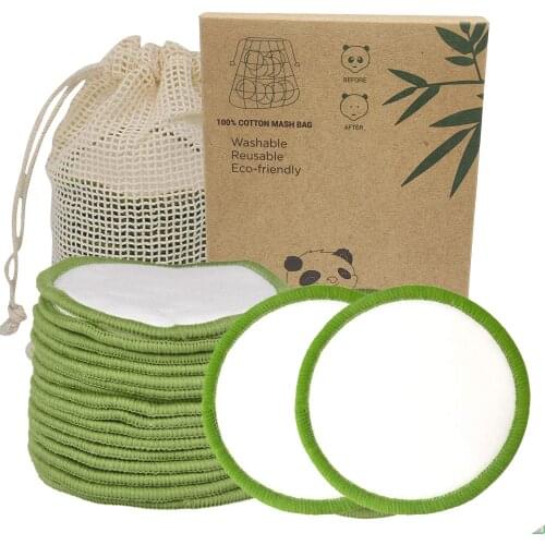 Sopurrrdy New Fashion Reusable 20/10pcs Bamboo Cotton Charcoal Washable Rounds Makeup Removal Cotton Pad Cleansing Facial Pad