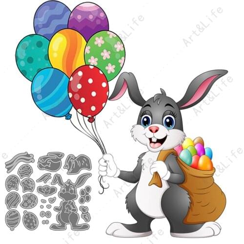 Easter Rabbit Bunny Balloon Hot New Metal Cutting Dies Stencil for Making Scrapbook Album Birthday Paper Cards Embossing Cut Die