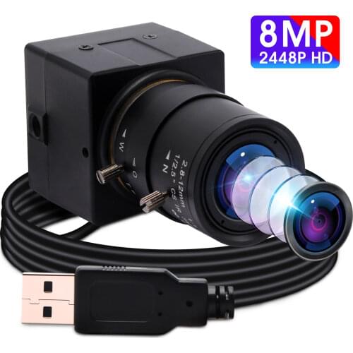 8MP USB Webcam CCTV 5-50mm Varifocal Lens 8Megapixel High Definition Mini HD Security Video Camera USB for PC Computer Laptop