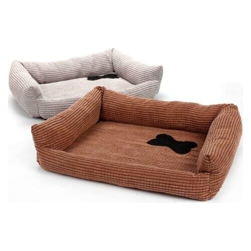 Corduroy Bone Winter Warm Dog Bed Brown Grey Pet Chihuahua Nest Mat All Season Soft Cotton Puppy Cat Sleeping Sofa for Small Dog