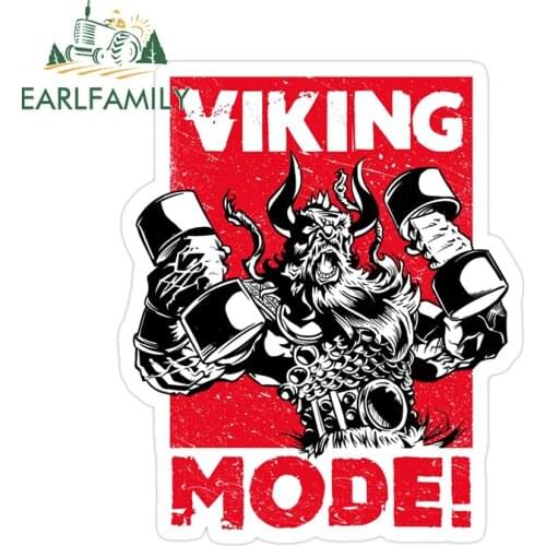 EARLFAMILY 13cm x 10.9cm for Viking Mode Vinyl Car Stickers Waterproof Scratch-proof Window Decoration Decal for Bumper