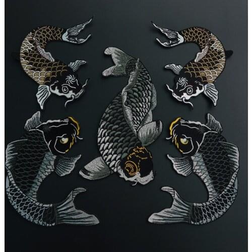 Good quality Carp embroidery cloth stickers,Jackets decoration patch,embroidered patches