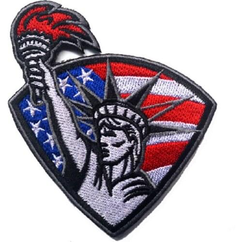 3D High Quality Embroidery Patches Loop And Hook Statue Of Liberty Patches Flag Of The United State Flag Patches Cloth Patch