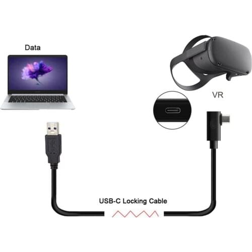 Xiwai Fit for Oculus Link VR Standard USB 3.0 to USB 3.1 Type-C Left Right Angled Type Data Cable