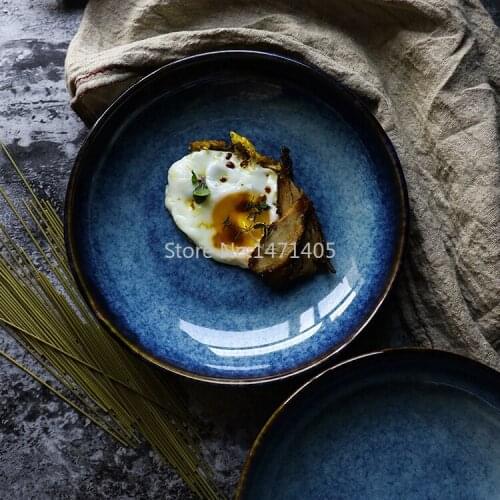 Japanese Ceramic Soup Plate Shallow Dish Shallow Basin Round Dish Plate Dessert Plate Fruit Plate Salad Plate Restaurant