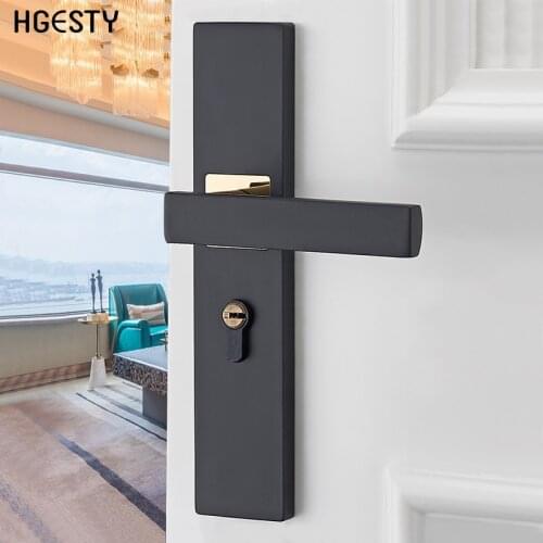 Aluminum Alloy Door Locks Continental Bedroom Minimalist Interior Door Handle Lock Cylinder Security Mute Door Lock Household