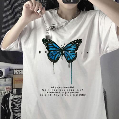 Butterfly Women T-shirt Harajuku Hip-hopcasual Short-sleeved T-shirt Streetwear Tops Oversized T-shirt Aesthetic Goth Tee Shirt