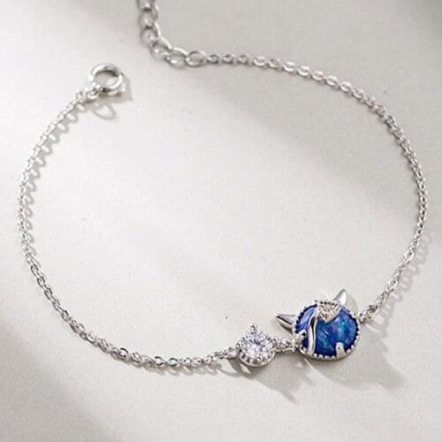 Womens Bracelets Silver Chains 925 Jewelry 2021 Couple Charms Galactic Friendship Luxury Sterling Silver Double Funny Cute Blue
