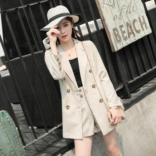 Set womens thin section suit shorts two-piece 2019 summer new solid color wild fashion temperament casual womens clothes