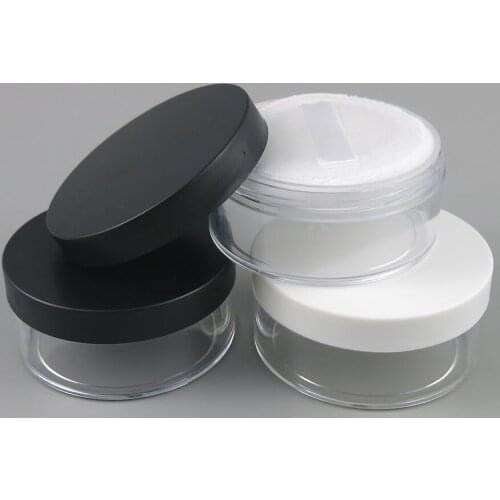 10 x 50g Plastic Clear Reusable Empty Loose Powder Box Makeup Cosmetic Container Cosmetic Jars With Black/White Cap