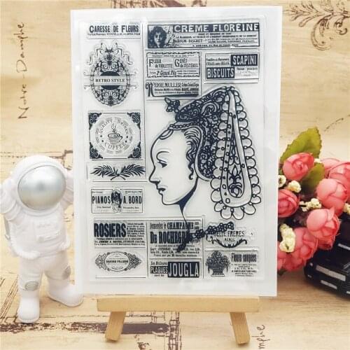11x16CM Lady label Transparent Seal Clear Stamps Silicone Seal Roller Stamps DIY Scrapbook Album / Card Production Easter