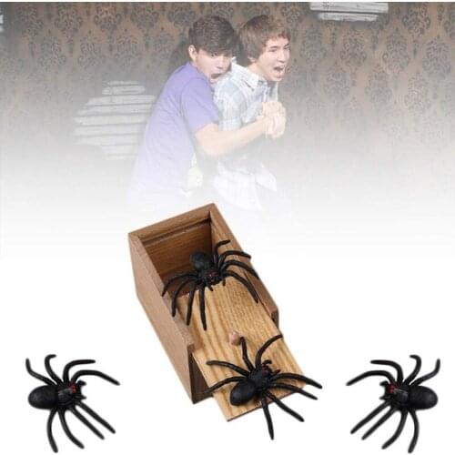 2020 Creative Hand-made White Spider Trick Wooden Box Toy New Trick Toy Party Halloween Horror Gift Box