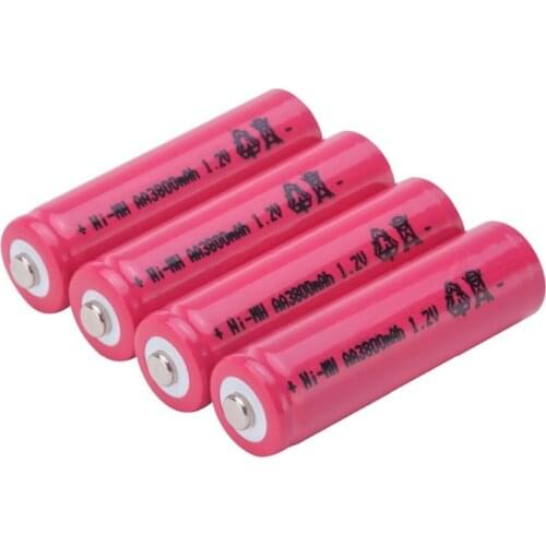 4PCS/set Wholesale AA Rechargeable Ni-MH battery 1.2V 3800mAh For toys Camera Microphone Accumulators Cell 3 colors