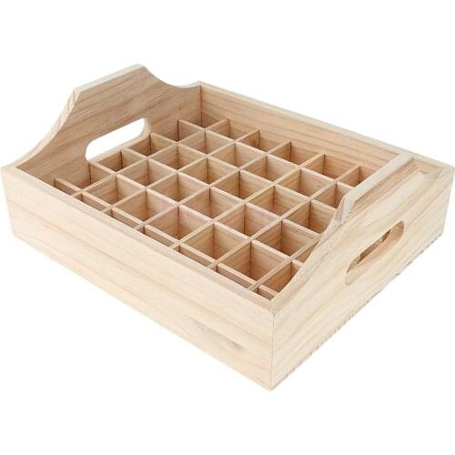 42 Slots Essential Oil Holder Display Wooden Storage Case Tray Organizer