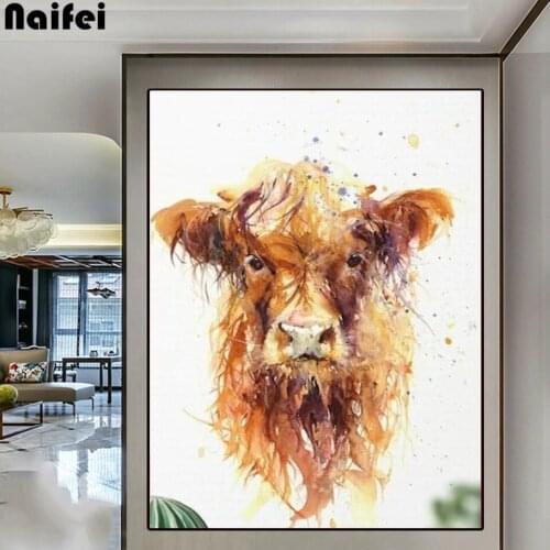 5D DIY Diamond Painting Colorful Cattle Full Square Round Drill Diamond Embroidery Artistic Painting Animals Cross Stitch Decor