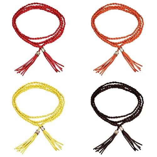 Bohemia Faux Leather Tassel Fashion Ladies Braided Belt Self-Tie Waist Rope Belt