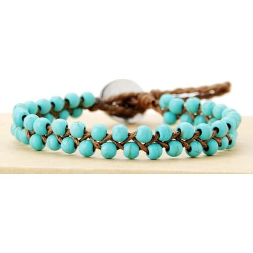 Boho Bracelets Handmade Stones Wax Cord Wrap Bracelet Beads String Girls Bracelet Wholesale USA Tribal Bracelet Dropship