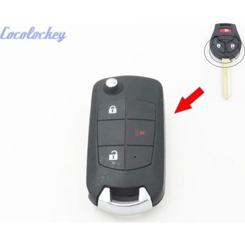 Cocolockey New 2+1 Button Modified Flip Remote Key Shell Fit for NISSAN TIIDA LIVINA MARCH 2+1Buttons Folding Shell Key