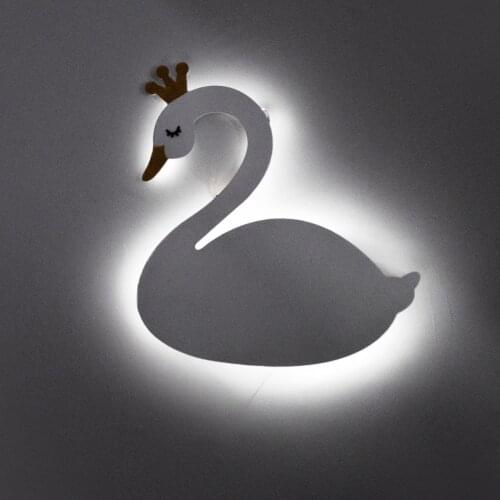 Swan Shaped Wood Lighting Bedside Lamp for Kids and Bbay Room