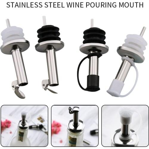 Wine Pourer Whisky Liquor Stainless Steel Oil Wine Bottle Pourer Cap Spout Stopper Mouth Dispenser Bartender Kitchen Bar Tools