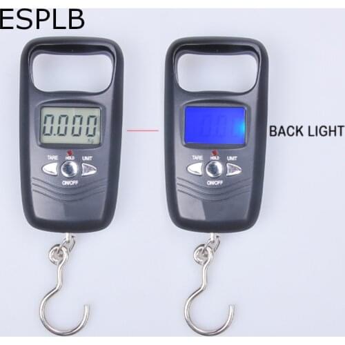 ESPLB 50kg Fishing Hook Luggage Digital Scale Pocket Potable LCD Hanging Electronic Travel Weighing Scales Black/Gold Color