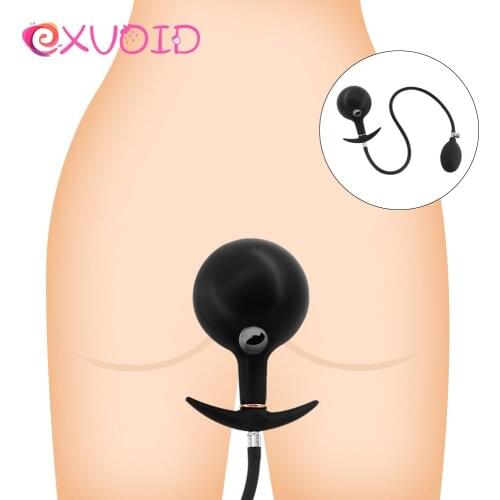 EXVOID Inflatable Big Anal Plug Dildo Silicone Sex Toys For Women Men Vaginal Anal Bead Dilator Butt Plug Built-in Steel Ball