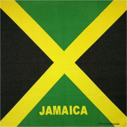 Flag of Jamaica Print Unisex Square Bandanas Cotton Hair Scarf Biker Motorcycle Neckerchief Hip-Hop Headwrap Patriotic Accessory