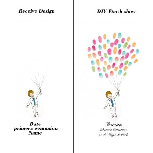 Baby Shower Guest Book Fingerprint Birthday Party Decor DIY Comunion Baptism Birthday Gifts Souvenir Canvas Painting poster