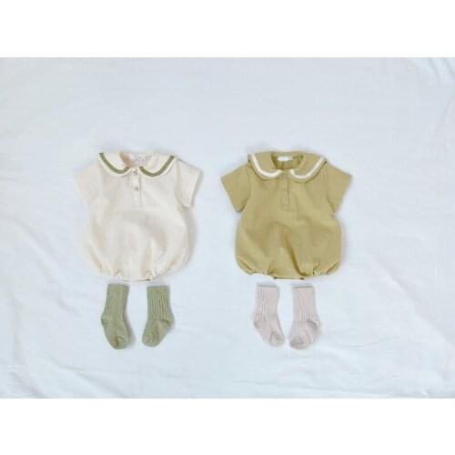 New Toddler Girls Rompers Casual Korean Solid Color Short Sleeves Bodysuits for Boys Kids Clothing Summer Child One-Pieces 2020