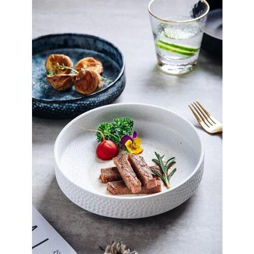 Creative Plate Ceramic Household Deep Plate Spaghetti Plate Frosted Shallow Bowl Western Food Plate Japanese Tableware