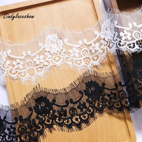 3M/lot Eyelash Black&White Soft Floral Classic Lace Trim Decoration Crafts Sewing Lace Trim For Dress Making Decoration