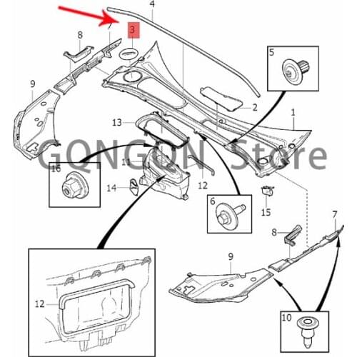 CAR cap 2016-2020vol voxc60 v90 cross country v90 s90l s90 Wiper catch plate screw trim Windshield drain hole cap Drain channel