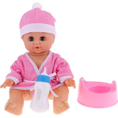 35cm 14inch Soft Vinyl Reborn Doll Newborn Baby Girl Doll - Can Blink Eyes, Drink Water and Pee – Children Birthday Gift