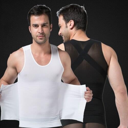 Summer Three Row Buckle Free Adjustable Mesh Fabric Men Vest Breathable Lightweight Body Shaping Two-in-one Belly In Shapers